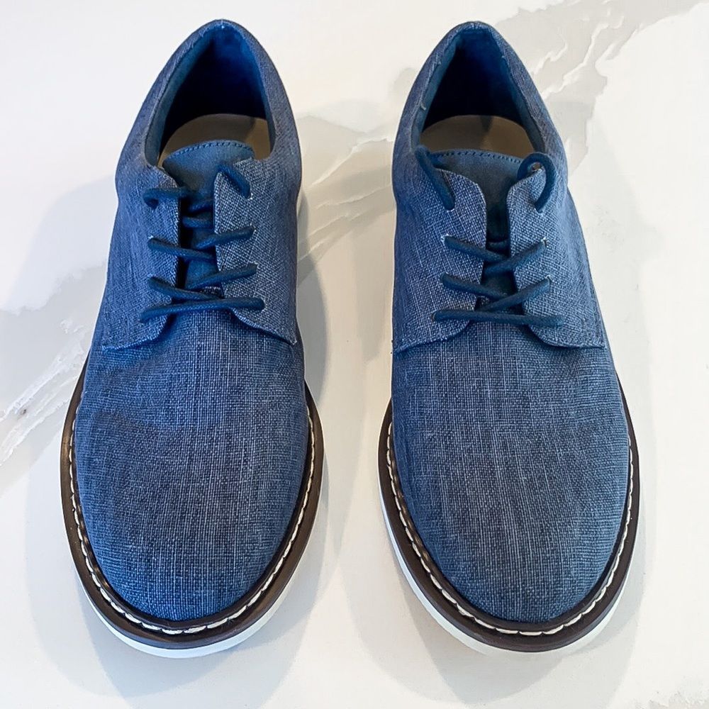 Nordstrom 1901 Blue Faux Linen Lace Up Oxford Shoes Sz 3